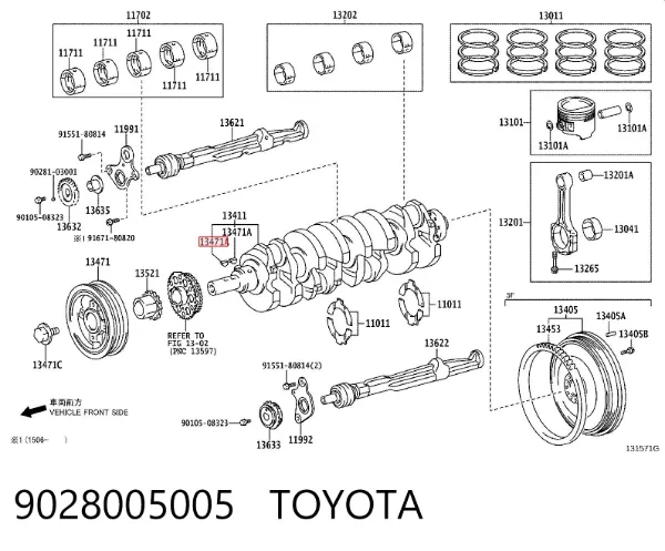 Chaveta de cigüeñal 9028005005 Toyota