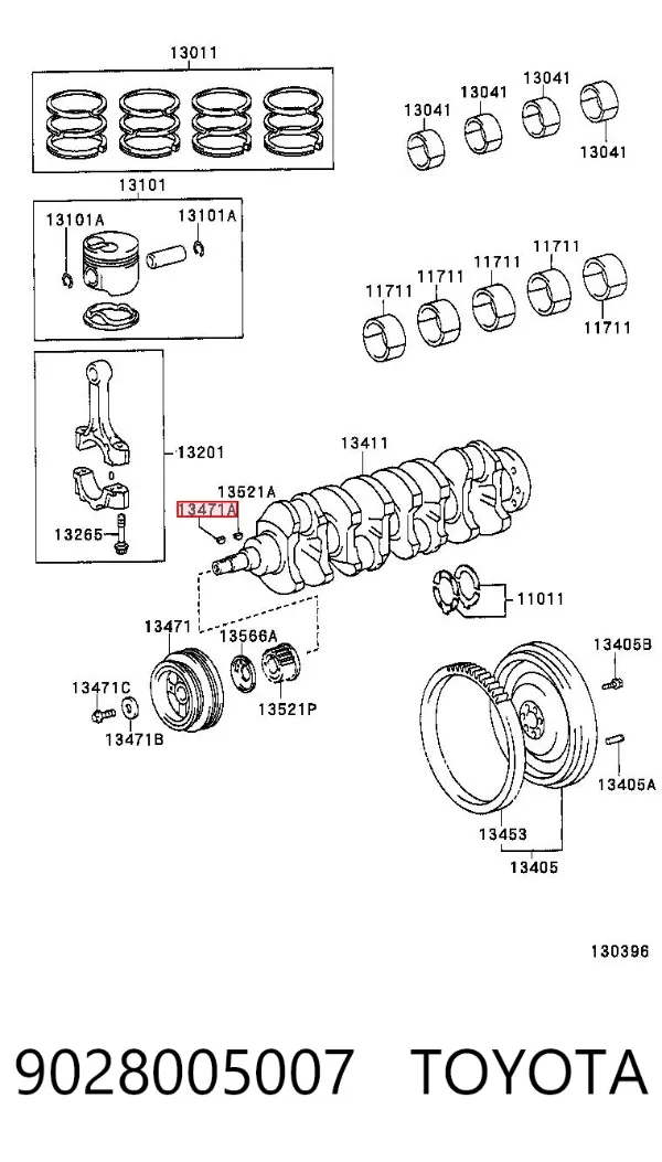 Chaveta de cigüeñal 9028005007 Toyota