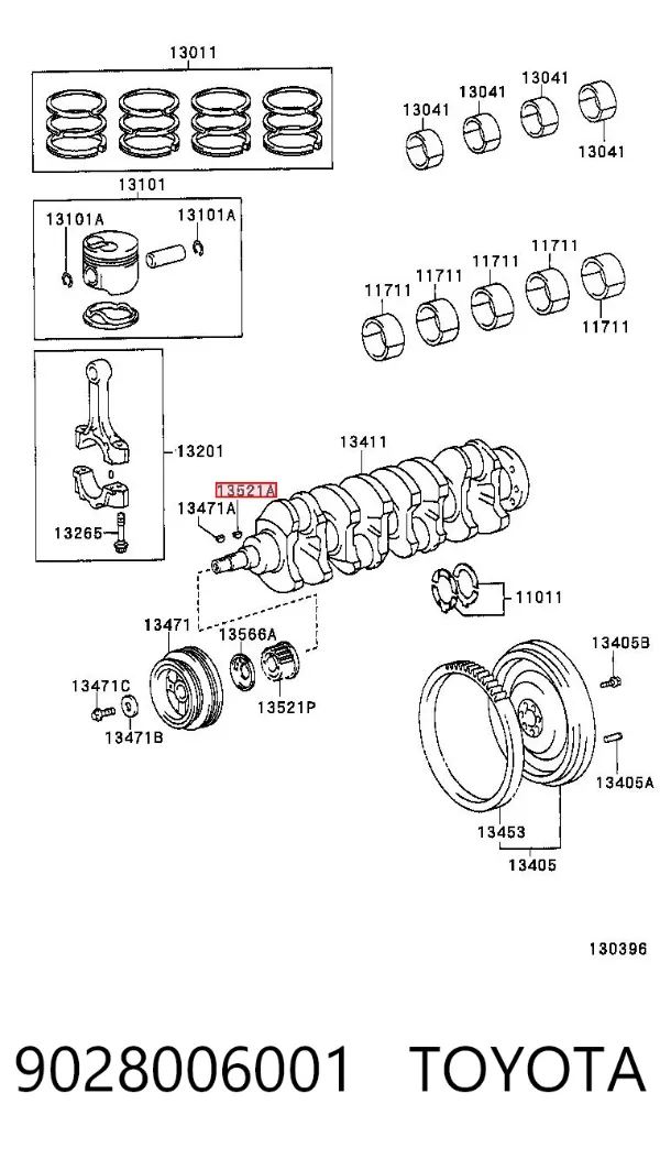 Chaveta de cigüeñal 9028006001 Toyota