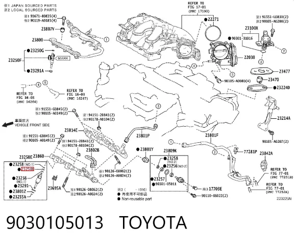 Junta de inyectores 9030105013 Toyota