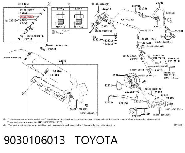 Junta de inyectores 9030106013 Toyota