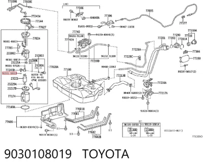Anillo de sellado de la tubería de combustible TOYOTA 9030108019