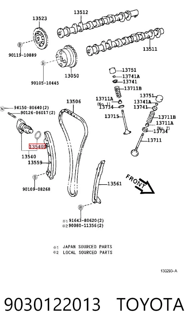 Junta del tensor de la cadena de distribución 9030122013 Toyota