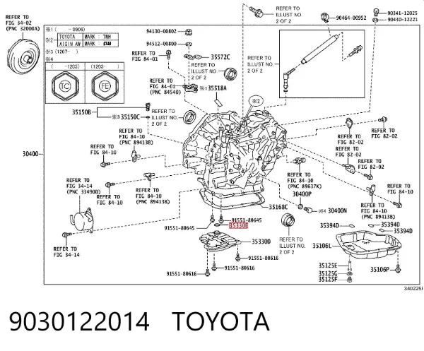 Anillo de sellado del filtro de transmisión automática 9030122014 Toyota