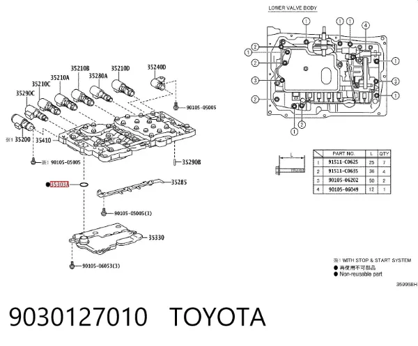 Anillo de sellado del filtro de transmisión automática 9030127010 Toyota