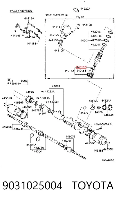 Retén de la cremallera de dirección TOYOTA 9031025004