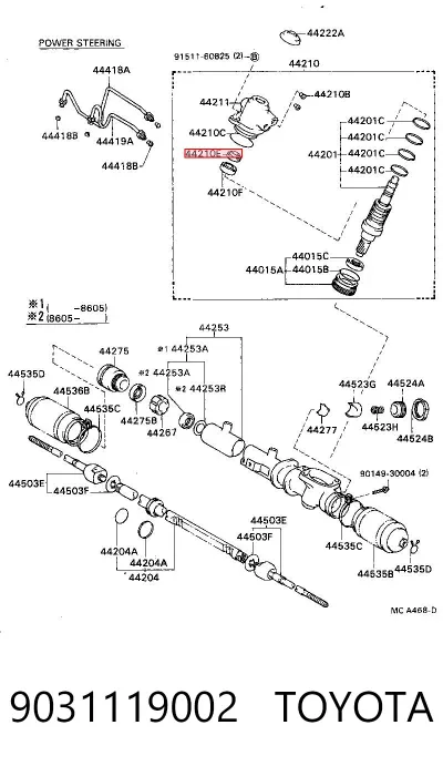 Retén de la cremallera de dirección TOYOTA 9031119002