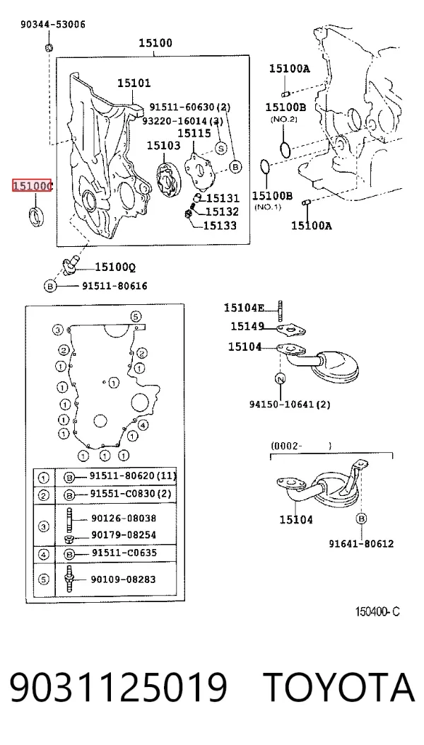 Retén de cigüeñal frontal 9031125019 Toyota
