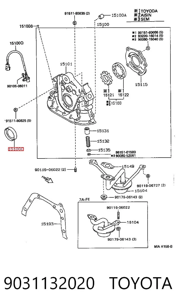 Retén de cigüeñal frontal 9031132020 Toyota