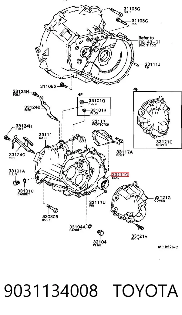 Retén del semieje delantero izquierdo 9031134008 Toyota