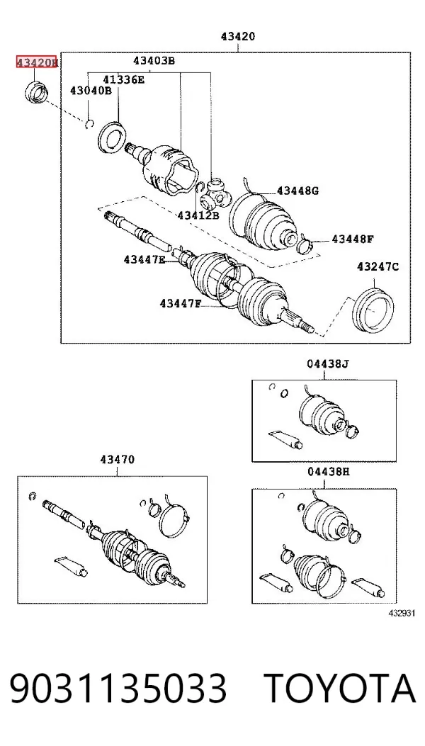 Retén del eje secundario de la transmisión 9031135033 Toyota