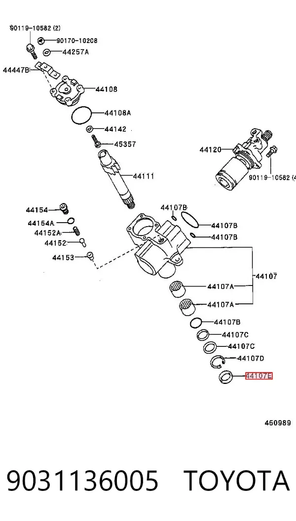 Retén de la cremallera de dirección 9031136005 Toyota