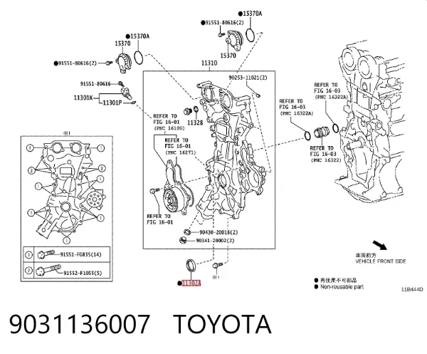 Retén de cigüeñal frontal Toyota C-HR X10