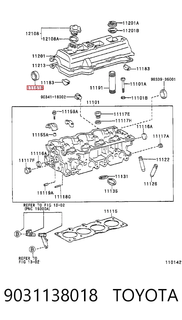 Retén delantero del árbol de levas 9031138018 Toyota