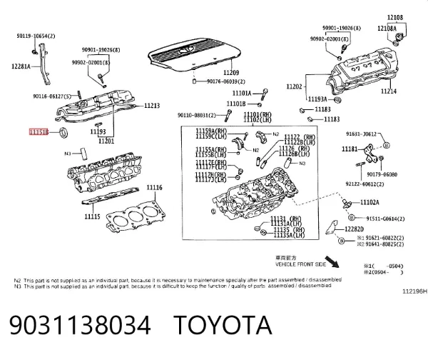Retén, árbol de levas 9031138034 Toyota