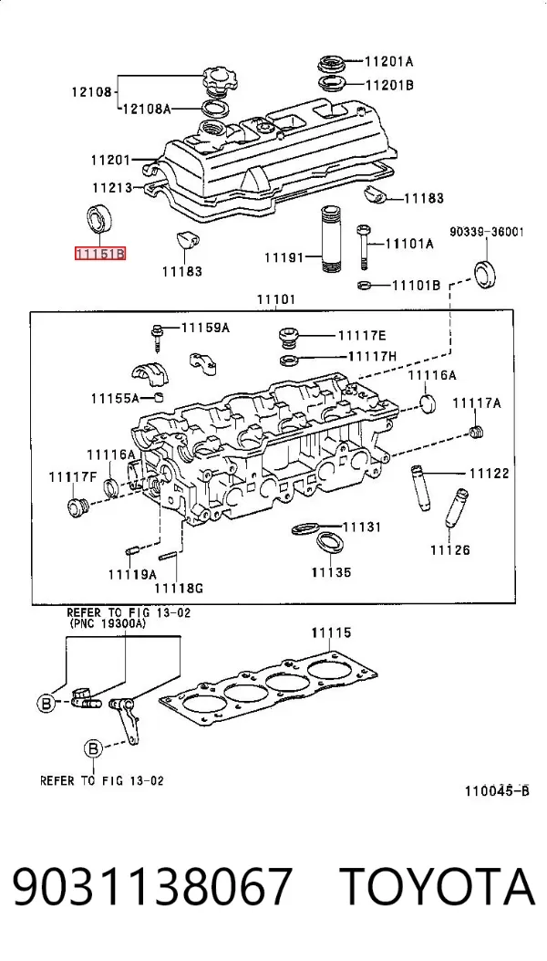 Retén delantero del árbol de levas 9031138067 Toyota