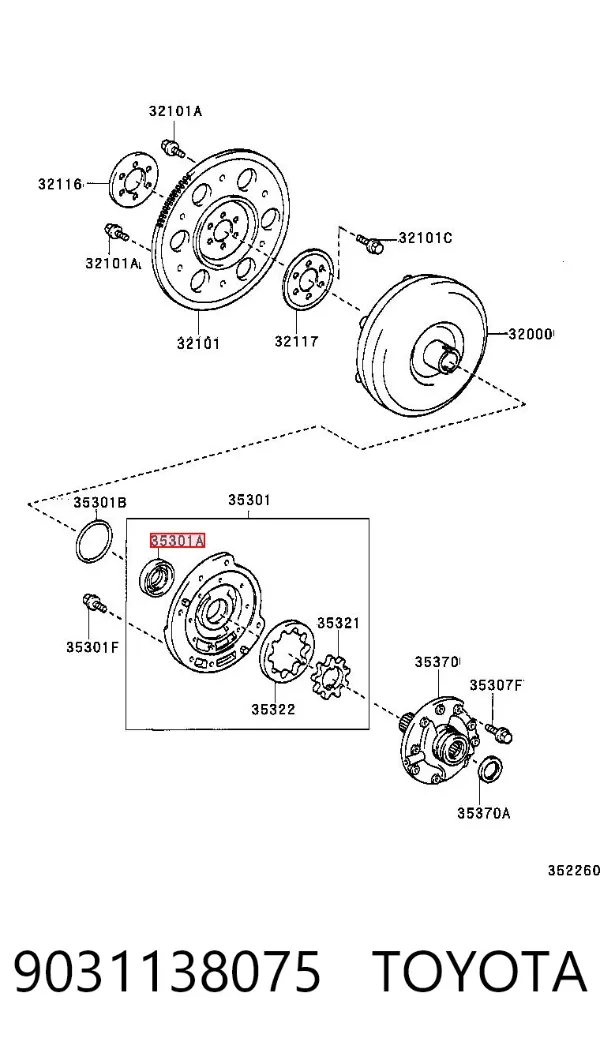 Retén de aceite de la bomba de aceite de la transmisión automática 9031138075 Toyota