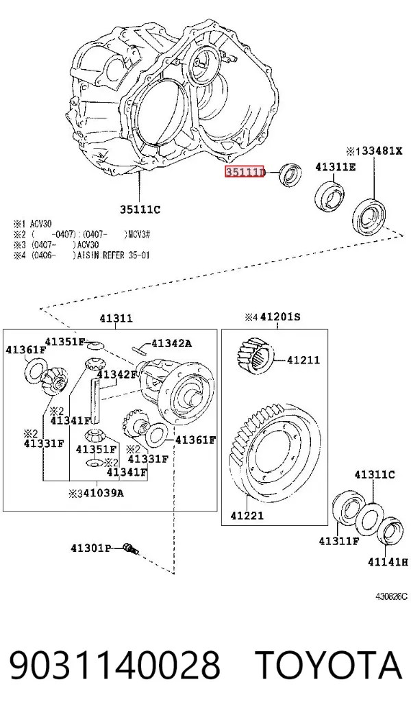 Retén del semieje delantero derecho 9031140028 Toyota