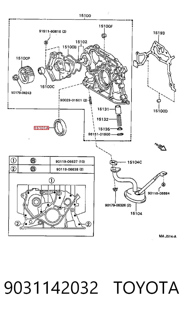 Retén de cigüeñal frontal 9031142032 Toyota
