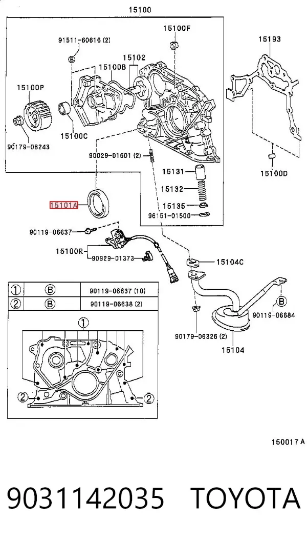 Retén de cigüeñal frontal 9031142035 Toyota