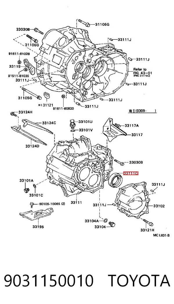Sello de aceite de transmisión automática/caja de cambios (eje del piñón) 9031150010 Toyota