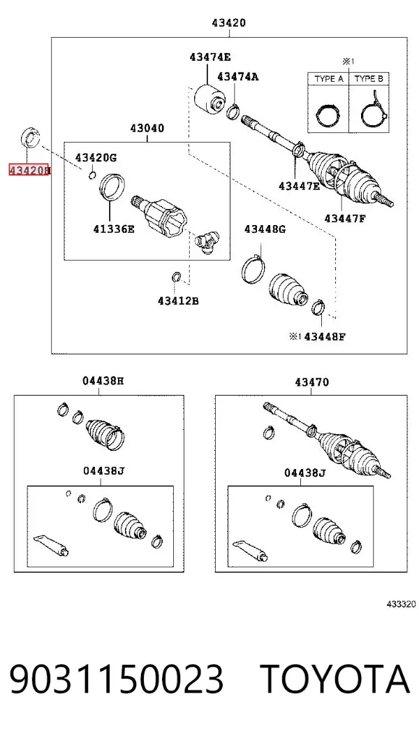 Retén del semieje delantero izquierdo 9031150023 Toyota
