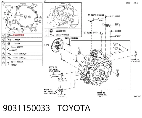 Retén del semieje delantero izquierdo 9031150033 Toyota