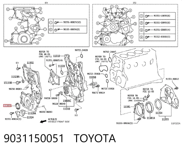 Retén de cigüeñal frontal 9031150051 Toyota
