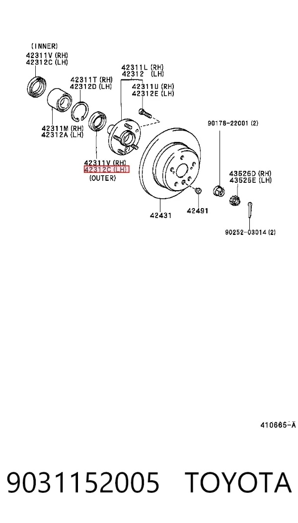 Retén exterior del semieje trasero 9031152005 Toyota