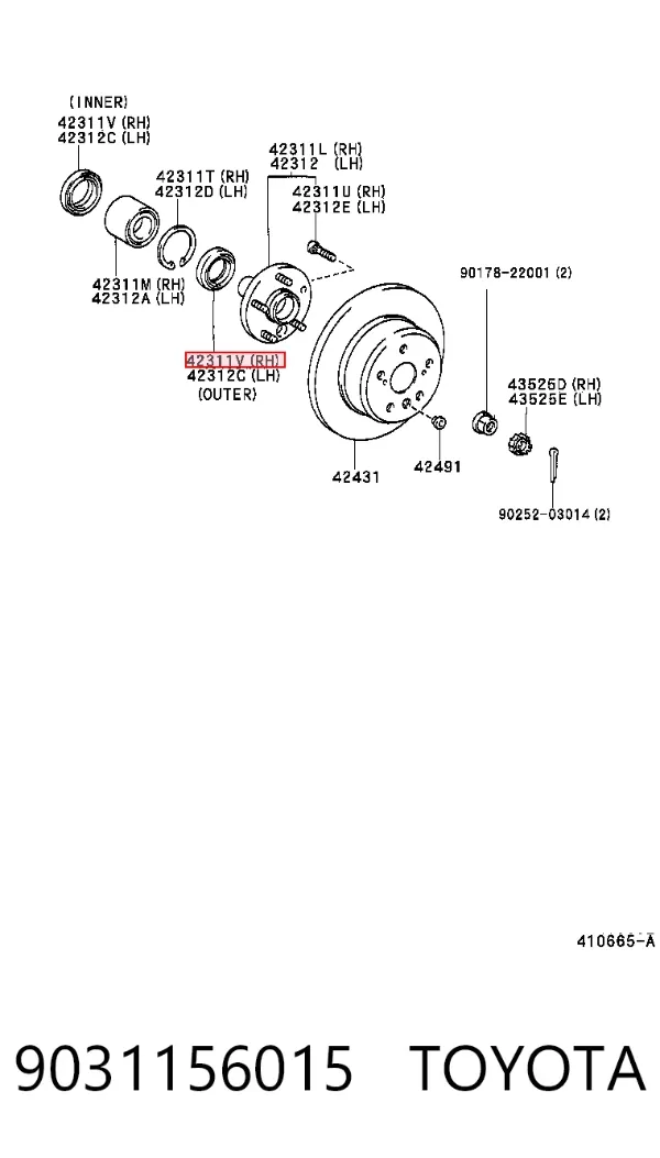 Retén interior del semieje trasero 9031156015 Toyota