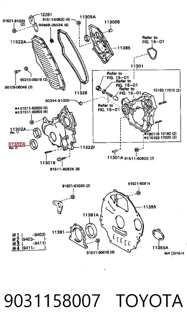 Retén de cigüeñal frontal 9031158007 Toyota