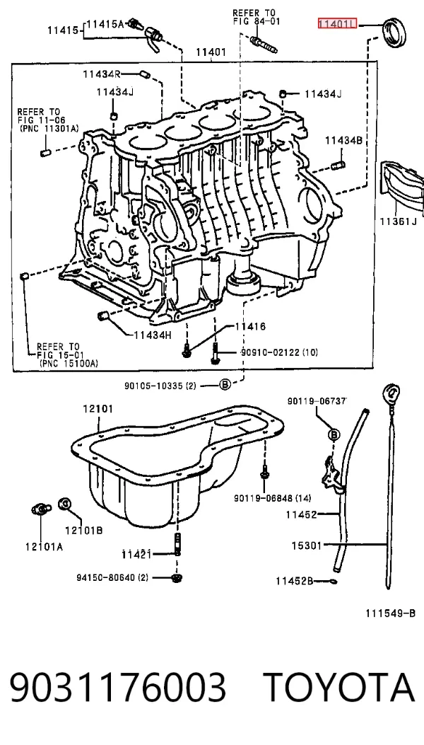 Retén de cigüeñal 9031176003 Toyota