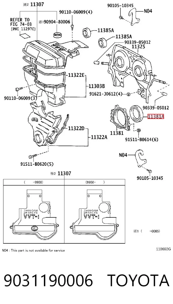Retén de cigüeñal 9031190006 Toyota