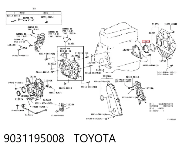 Retén de cigüeñal 9031195008 Toyota