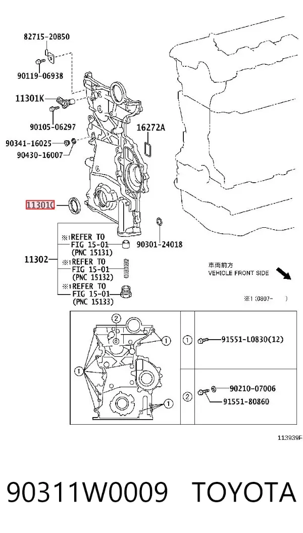 Retén de cigüeñal frontal 90311W0009 Toyota