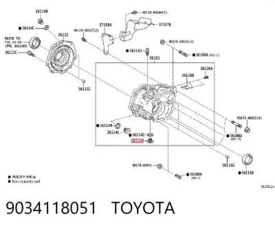 Tapón de llenado del eje trasero/delantero TOYOTA 9034118051