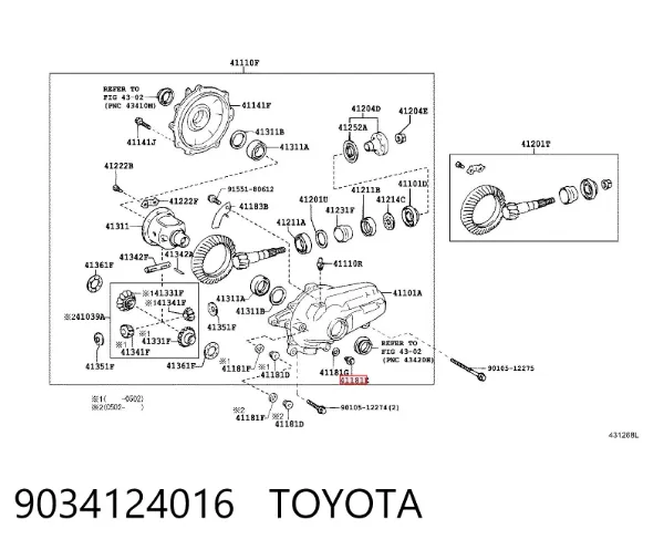 Tapón de llenado del eje trasero/delantero 9034124016 Toyota