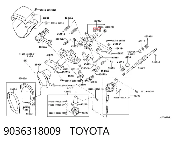 Cojinete de columna de dirección 9036318009 Toyota