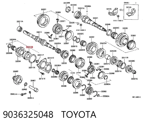 Cojinete, caja de cambios 9036325048 Toyota