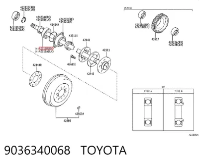 Cojinete del semieje trasero TOYOTA 9036340068