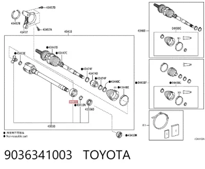 Cojinete del semieje delantero TOYOTA 9036341003