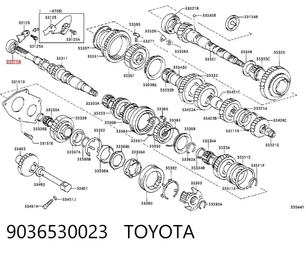 Cojinete, caja de cambios 9036530023 Toyota