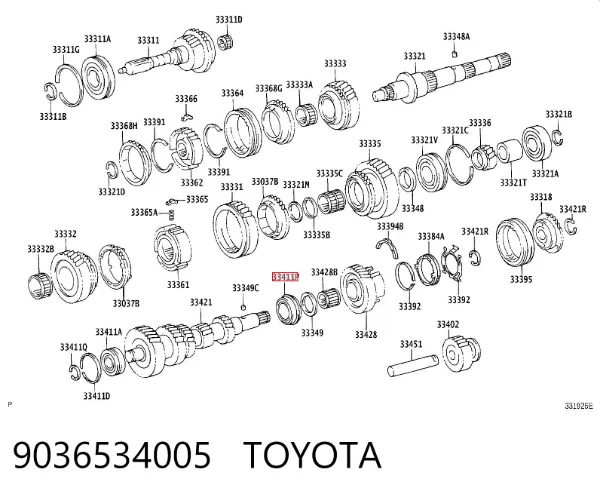 Cojinete del eje intermedio de la caja de cambios 9036534005 Toyota