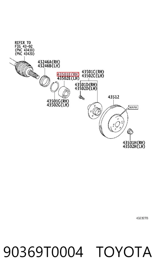 Cojinete de rueda delantero 90369T0004 Toyota
