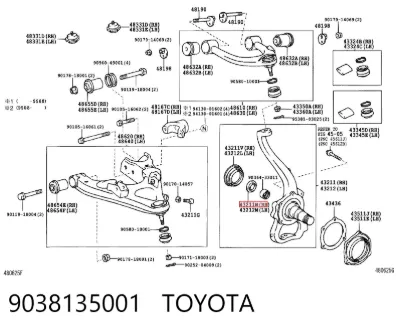 Buje del muñón de dirección delantero TOYOTA 9038135001