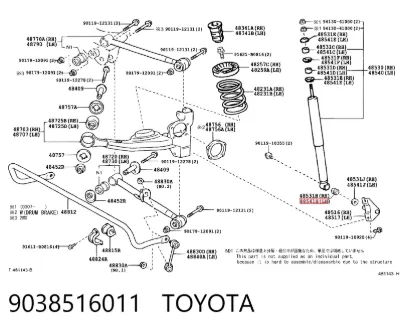 Buje de amortiguador trasero TOYOTA 9038516011