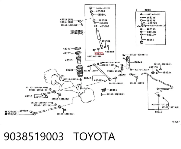 Silentblock amortiguador trasero 9038519003 Toyota