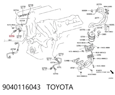 Perno de tubo de alimentación de aceite de turbocompresor TOYOTA 9040116043