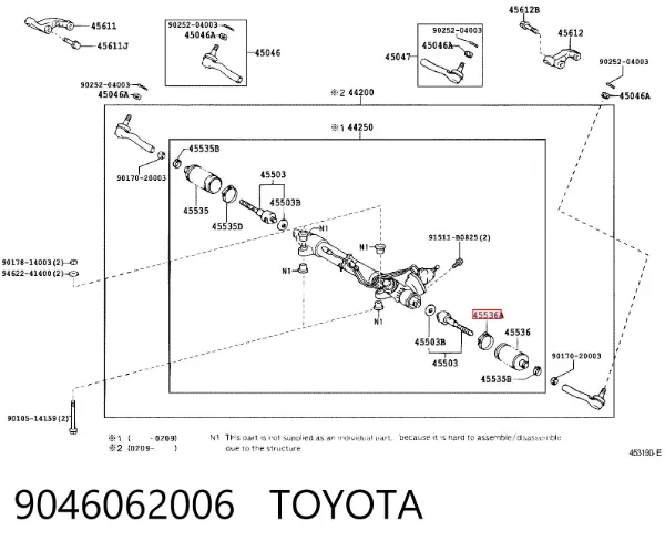 Abrazadera del guardapolvo de la cremallera de dirección 9046062006 Toyota