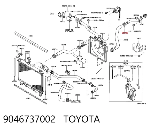 Abrazadera del depósito de expansión 9046737002 Toyota
